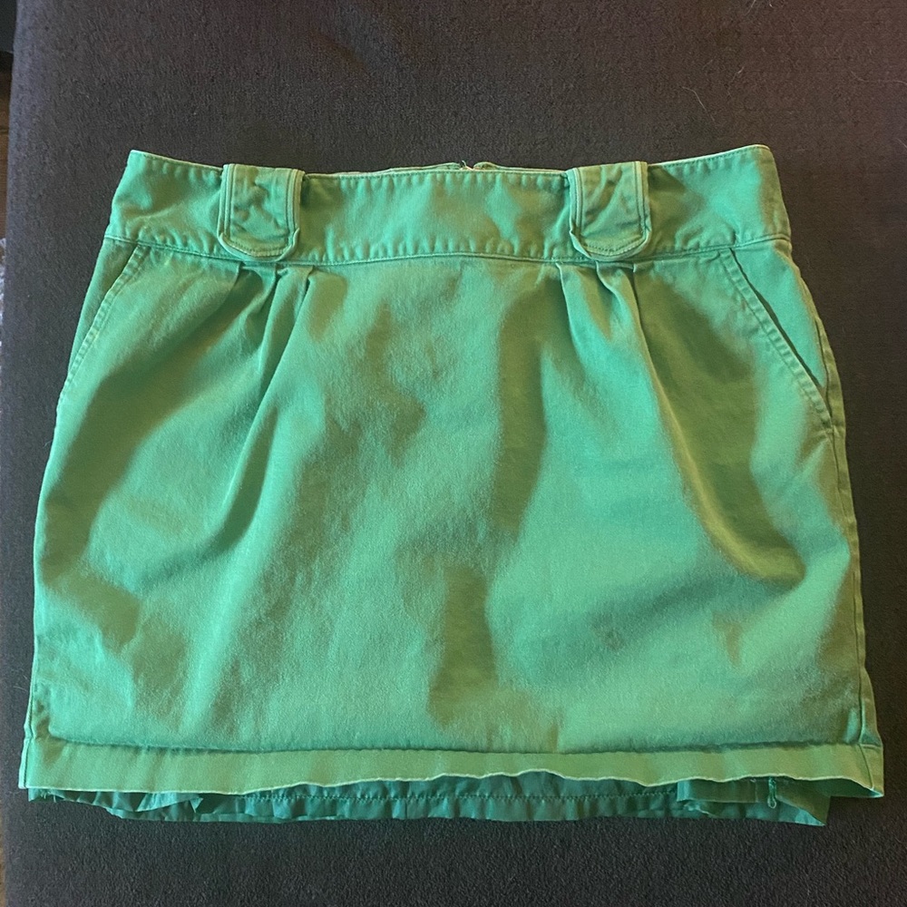 Green Luella Bartley mini skirt, size 11. Vintage circa 2005.